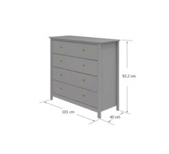 Commode Luna 4-Laden - Grey -Babykamers Verkoopwinkel flexa commode luna 4 laden grey 3
